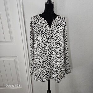 Heart Covered Black and White Blouse